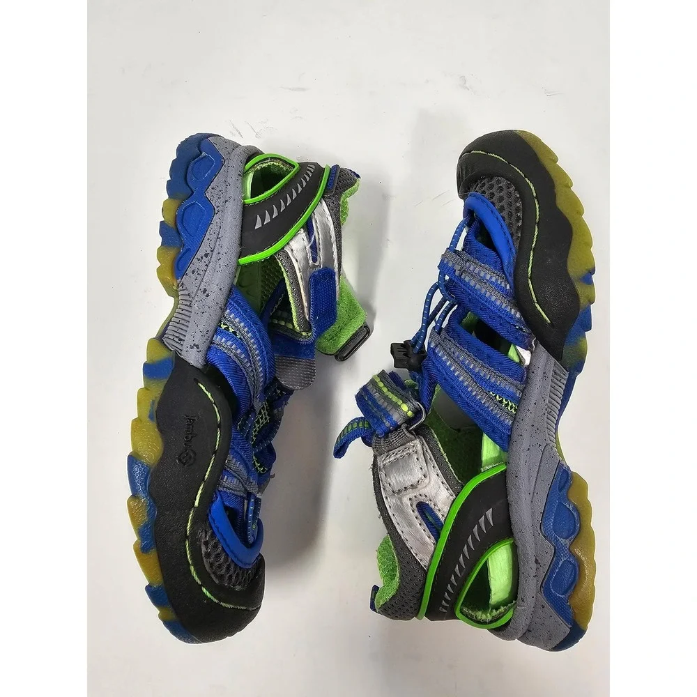 Jambu Piranha‎ Kids Water Sandals Blue Green JS170002 Sz 12 Outdoor Hiking Shoes